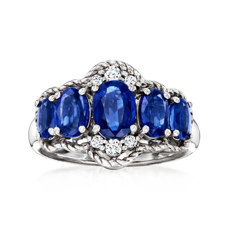 2.90 ct. t.w. Kyanite and .10 ct. t.w. White Zircon Ring in Sterling Silver. Size 7 image number 0