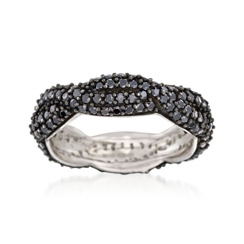 1.50 ct. t.w. Black Spinel Braided Eternity Band in Sterling Silver image number 0