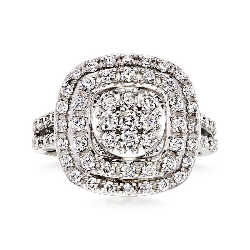 C. 1990 Vintage 1.25 ct. t.w. Diamond Cluster Ring in 14kt White Gold. Size 7 image number 0