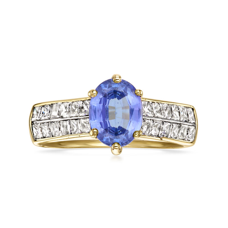C. 1990 Vintage 1.25 Carat Tanzanite Ring with 1.20 ct. t.w. Diamonds in 18kt Yellow Gold. Size 6 image number 0
