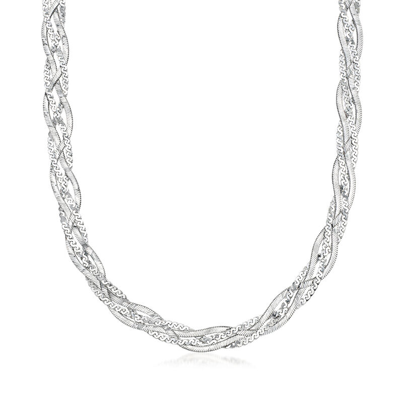 Italian Sterling Silver Braided Chain Necklace image number 0