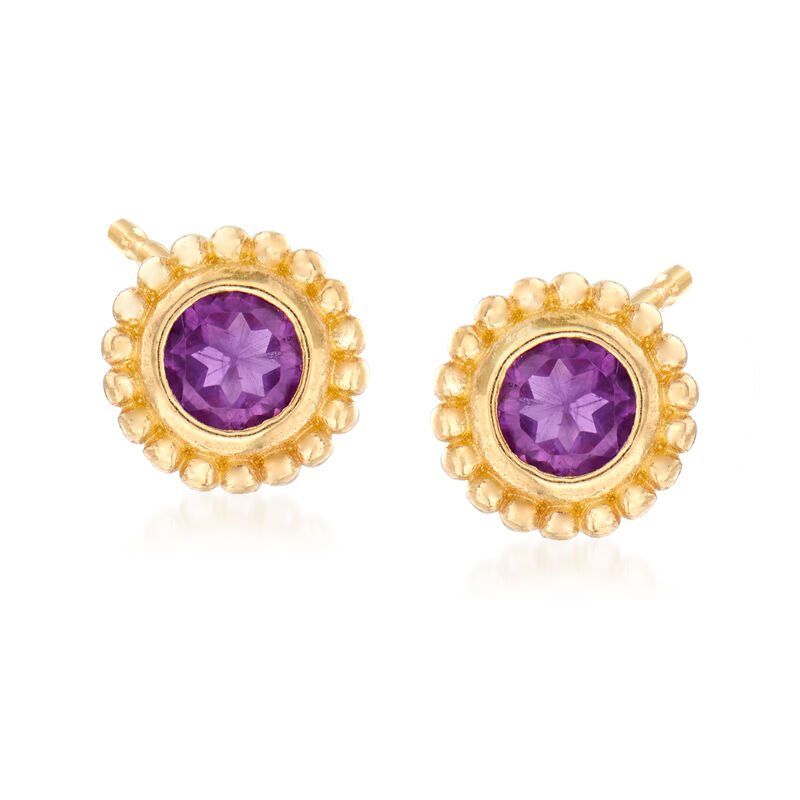 Phillip Gavriel &quot;Popcorn&quot; .40 ct. t.w. Amethyst Stud Earrings in 14kt Yellow Gold image number 0