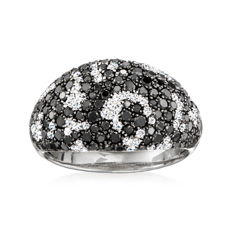 C. 2000 Vintage Effy 1.65 ct. t.w. Black and White Diamond Dome Ring in 14kt White Gold image number 0