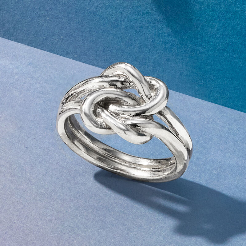 Italian Sterling Silver Double Love Knot Ring image number 4