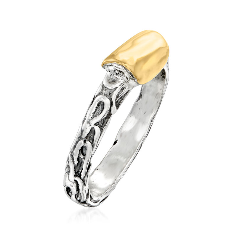 Sterling Silver and 14kt Yellow Gold Curved Top Ring image number 2