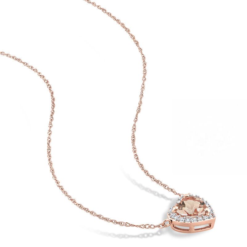 .60 Carat Heart-Shaped Morganite Necklace with .10 ct. t.w. Diamonds in 14kt Rose Gold image number 1