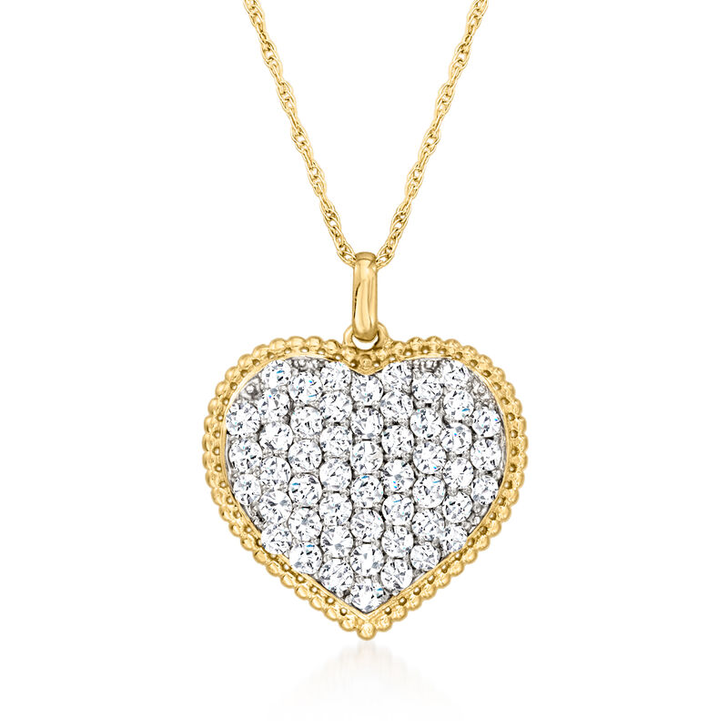 1.00 ct. t.w. Pave Diamond Heart Pendant Necklace in 14kt Yellow Gold image number 0
