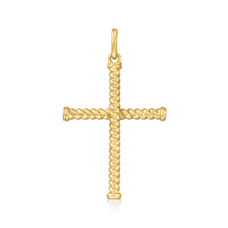 Gabriel Designs Men's 14kt Yellow Gold Twisted Cross Pendant  image number 0