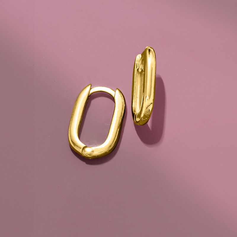 18kt Gold Vermeil Oval Huggie Hoop Earrings image number 2
