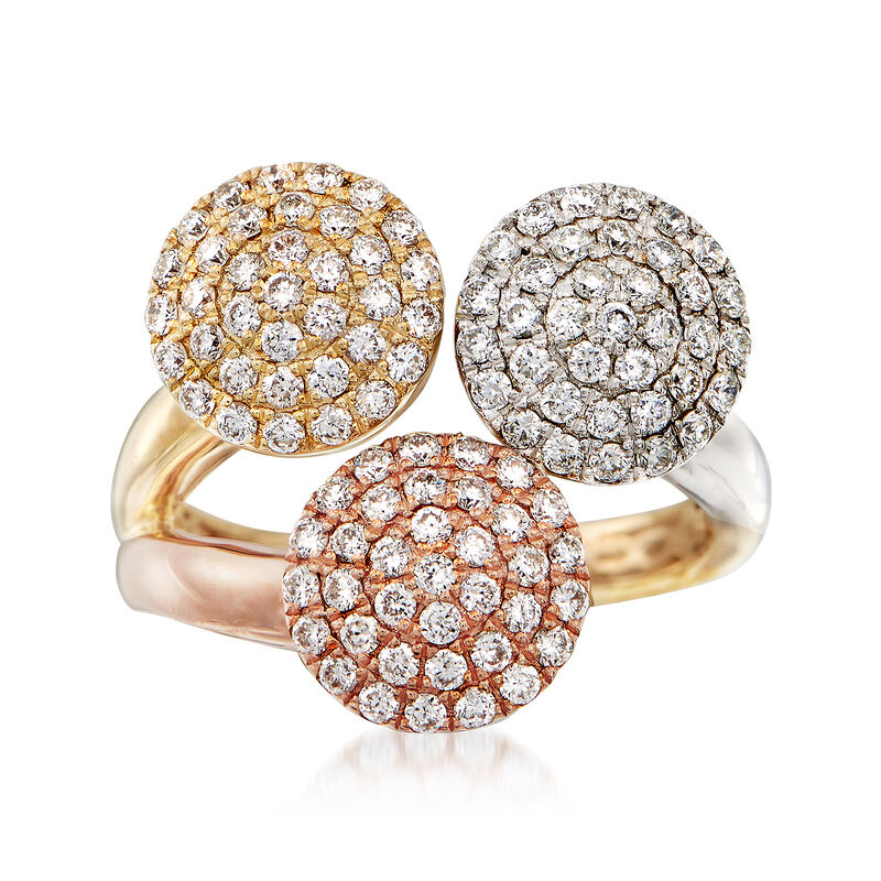 1.05 ct. t.w. Diamond Multi-Circle Ring in 14kt Tri-Colored Gold. Size 7 image number 0