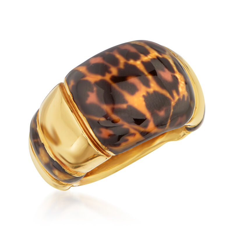 Italian Leopard-Print Enamel Ring in 14kt Yellow Gold image number 3