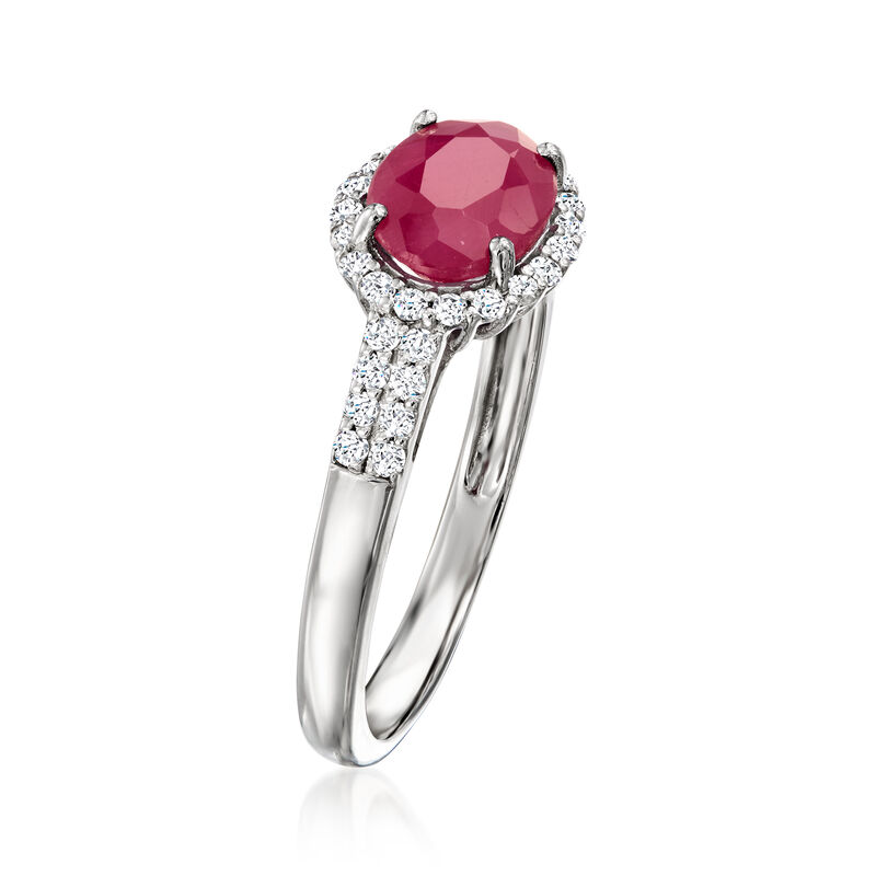 1.50 Carat Ruby and .30 ct. t.w. Diamond Ring in Platinum image number 2