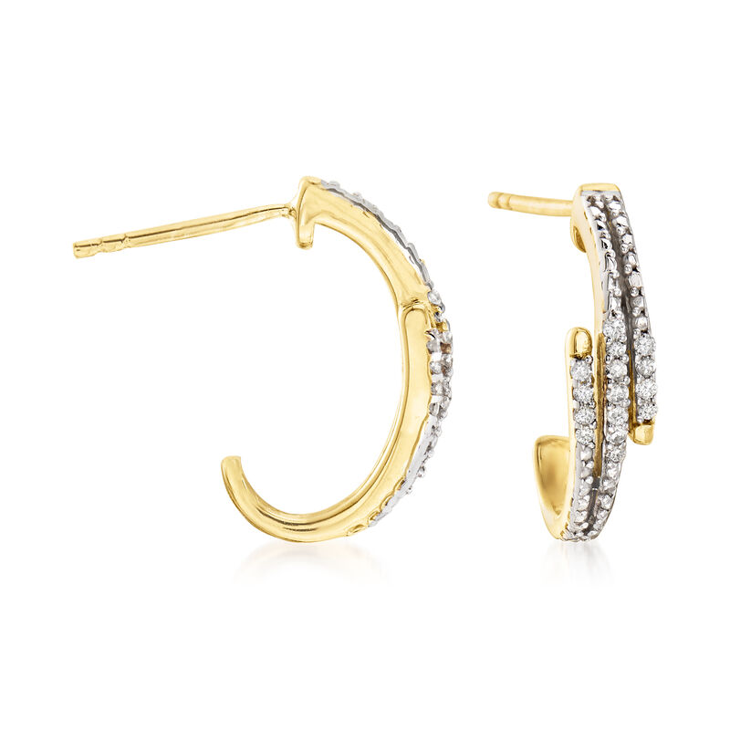 .15 ct. t.w. Diamond Zigzag J-Hoop Earrings in 18kt Gold Over Sterling image number 0