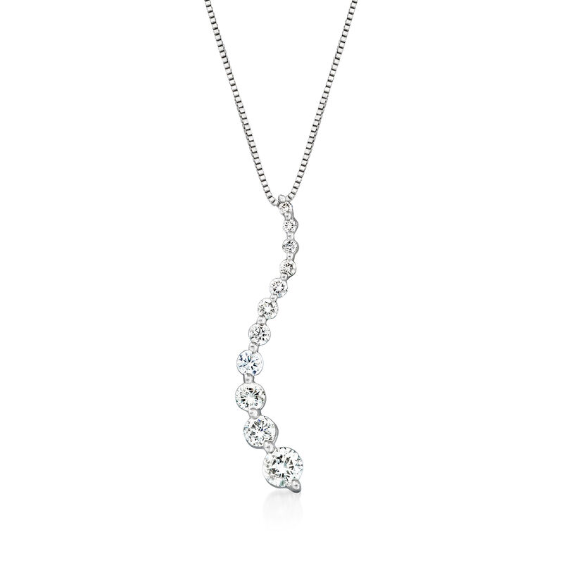 C. 2000 Vintage .60 ct. t.w. Diamond Journey Pendant Necklace in 14kt White Gold image number 0