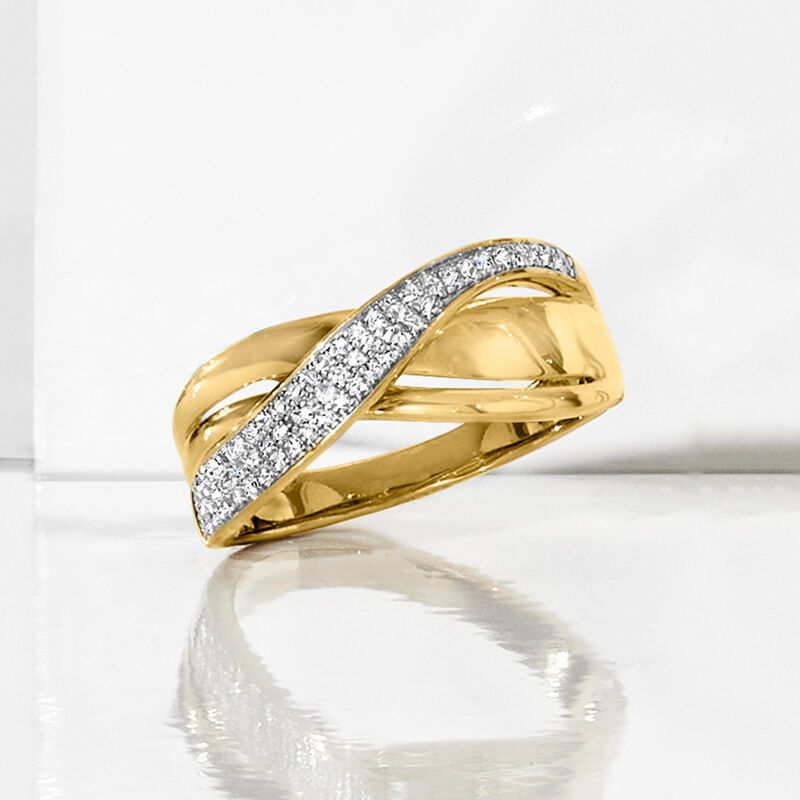 .15 ct. t.w. Diamond Crisscross Ring in 18kt Gold Over Sterling image number 3