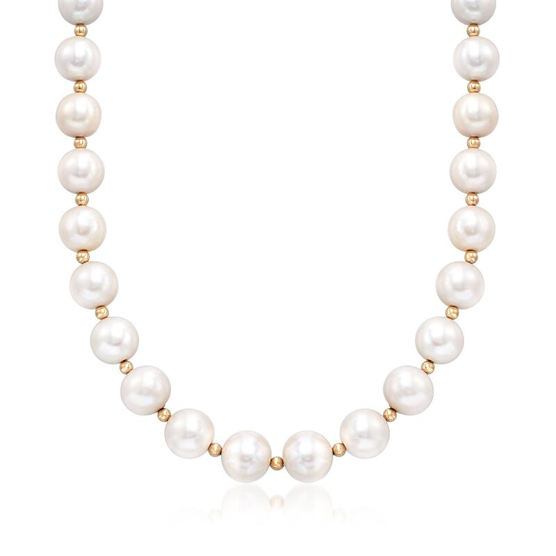 12-15mm Cultured Pearl Necklace with 14kt Yellow Gold image number 0