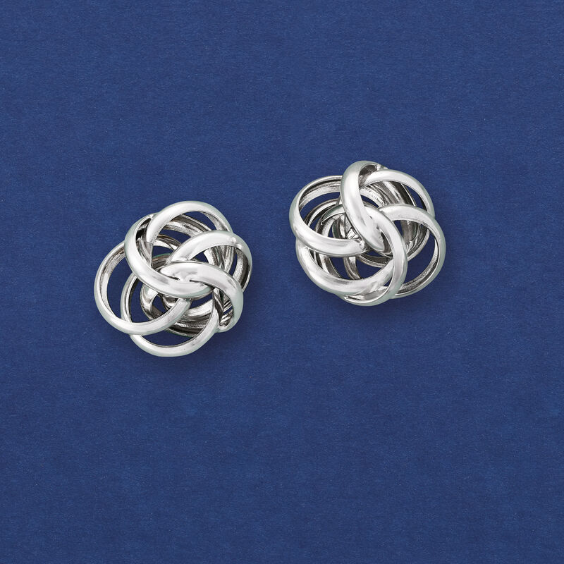 Italian Sterling Silver Love Knot Earrings image number 2