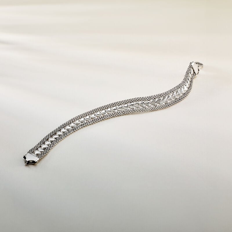 Italian Sterling Silver Heart-Motif Bracelet image number 4