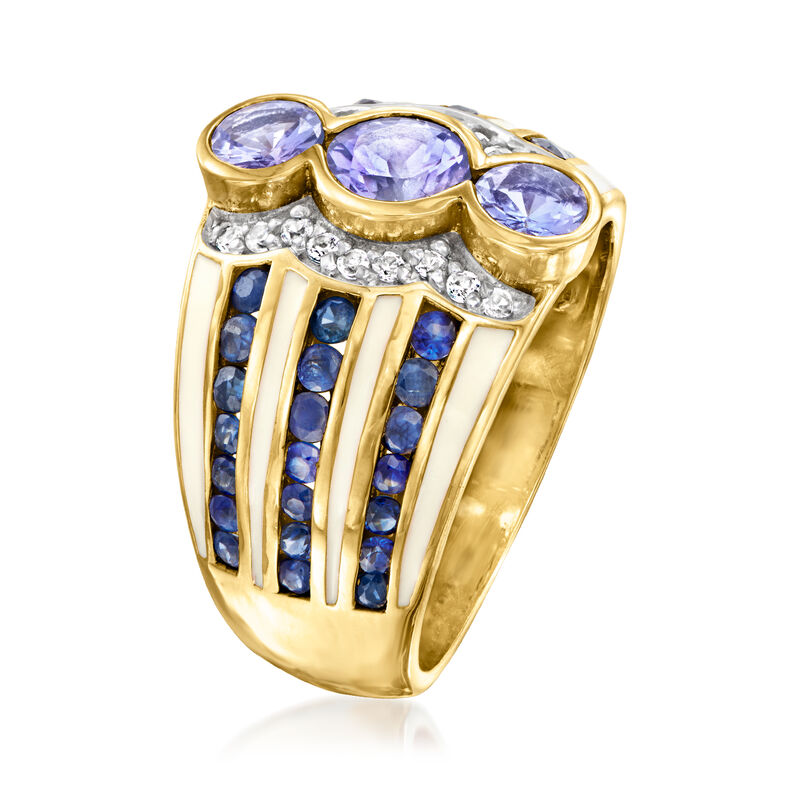 1.20 ct. t.w. Tanzanite Ring with 1.00 ct. t.w. Sapphires and .10 ct. t.w. White Zircon in 18kt Gold Over Sterling image number 2
