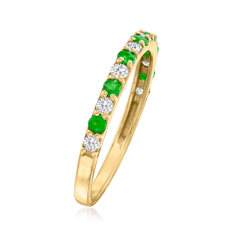 .10 ct. t.w. Emerald and .24 ct. t.w. Diamond Ring in 14kt Yellow Gold image number 2