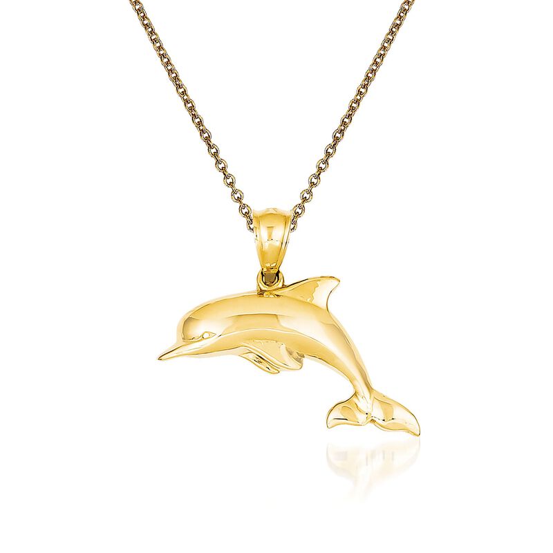 14kt Yellow Gold Dolphin Pendant Necklace image number 0