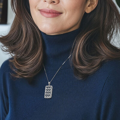 C. 1990 Vintage 1.90 ct. t.w. Diamond Grid Pendant Necklace in 18kt White Gold