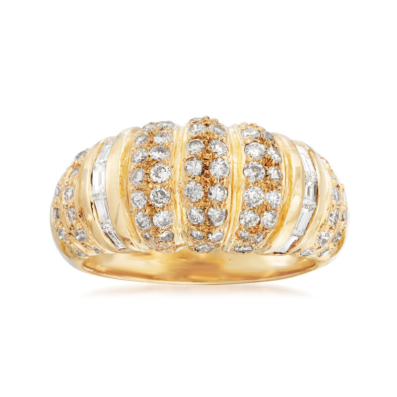C. 1990 Vintage 1.60 ct. t.w. Round and Baguette Diamond Ring in 18kt Yellow Gold. Size 7 image number 0