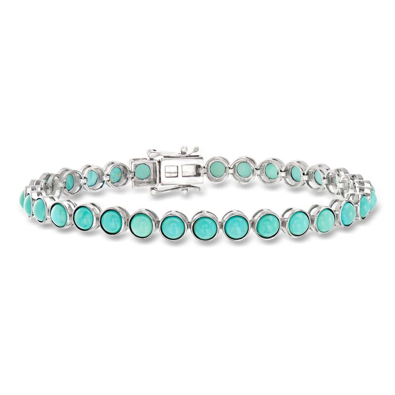 Turquoise Tennis Bracelet in Sterling Silver image number 0