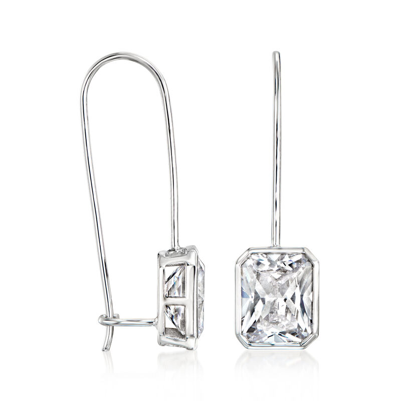 8.50 ct. t.w. Radiant-Cut CZ Drop Earrings in Sterling Silver  image number 2