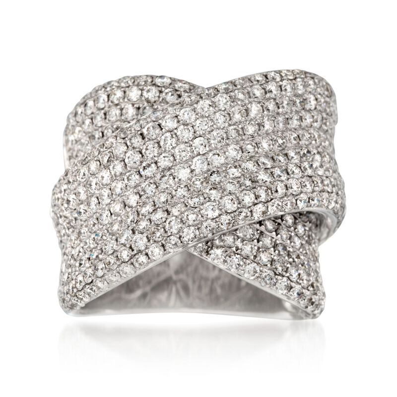 3.93 ct. t.w. Pave Diamond Crisscross Ring in 18kt White Gold . Size 7 image number 0