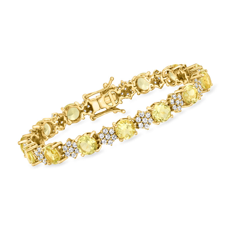 15.00 ct. t.w. Lemon Quartz and 2.90 ct. t.w. White Topaz Bracelet in 18kt Gold Over Sterling image number 0