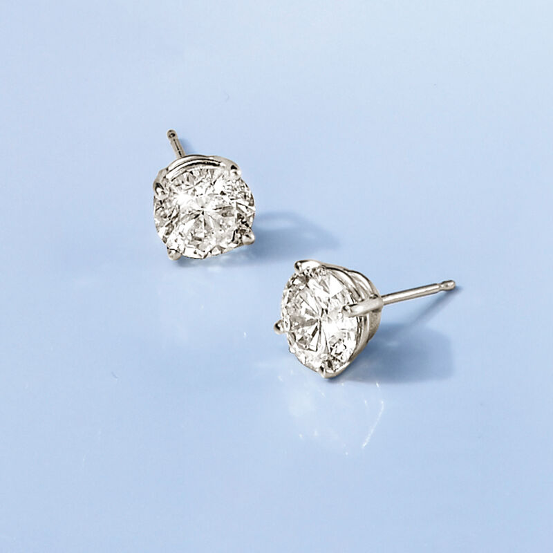 3.00 ct. t.w. Diamond Stud Earrings in 14kt White Gold  image number 2