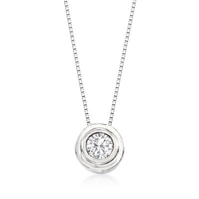 .25 Carat Double Bezel-Set Diamond Solitaire Necklace in 14kt White Gold