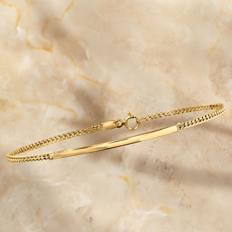 10kt Yellow Gold Curb-Link Bar Bracelet image number 3