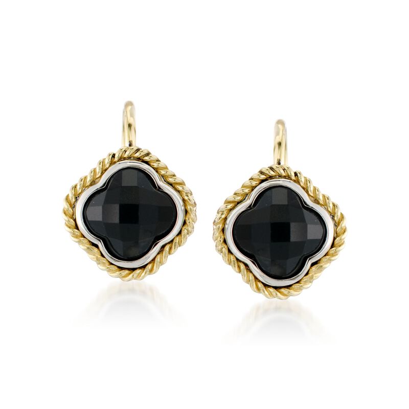 Andrea Candela Black Onyx Clover Earrings in Two-Tone image number 0