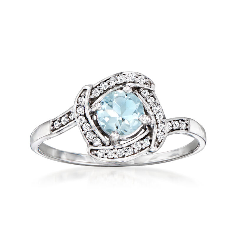 30 Carat Aquamarine Ring with Diamond Accents in 14kt White Gold