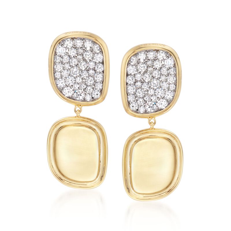 Roberto Coin 1.35 ct. t.w. Diamond Free-Form Drop Earrings in 18kt Yellow Gold  image number 0