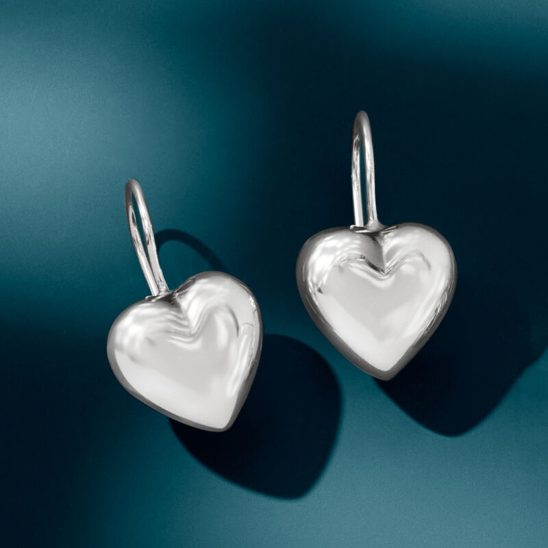 Italian Sterling Silver Heart Drop Earrings  image number 4