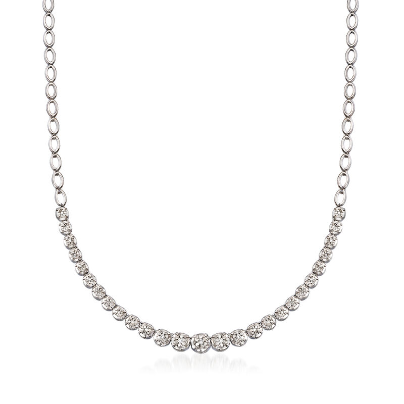 1.00 ct. t.w. Graduated Diamond Necklace in Sterling Silver image number 0