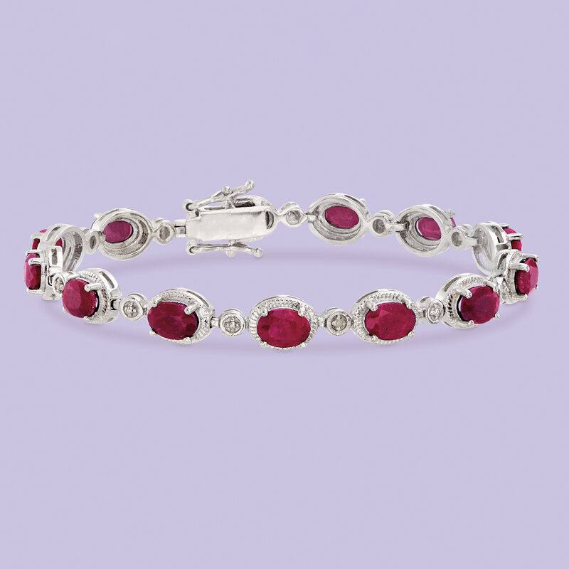 9.10 ct. t.w. Ruby Bracelet with Diamonds in Sterling Silver image number 3
