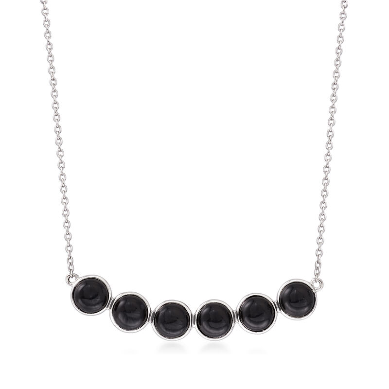 Black Onyx Necklace in Sterling Silver. 18&quot; image number 1
