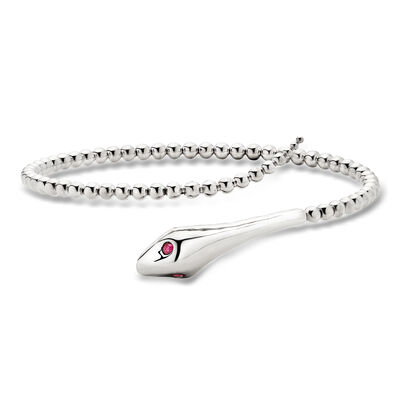 Gabriel & Co. Sterling Silver Snake Bypass Bracelet with Rubies