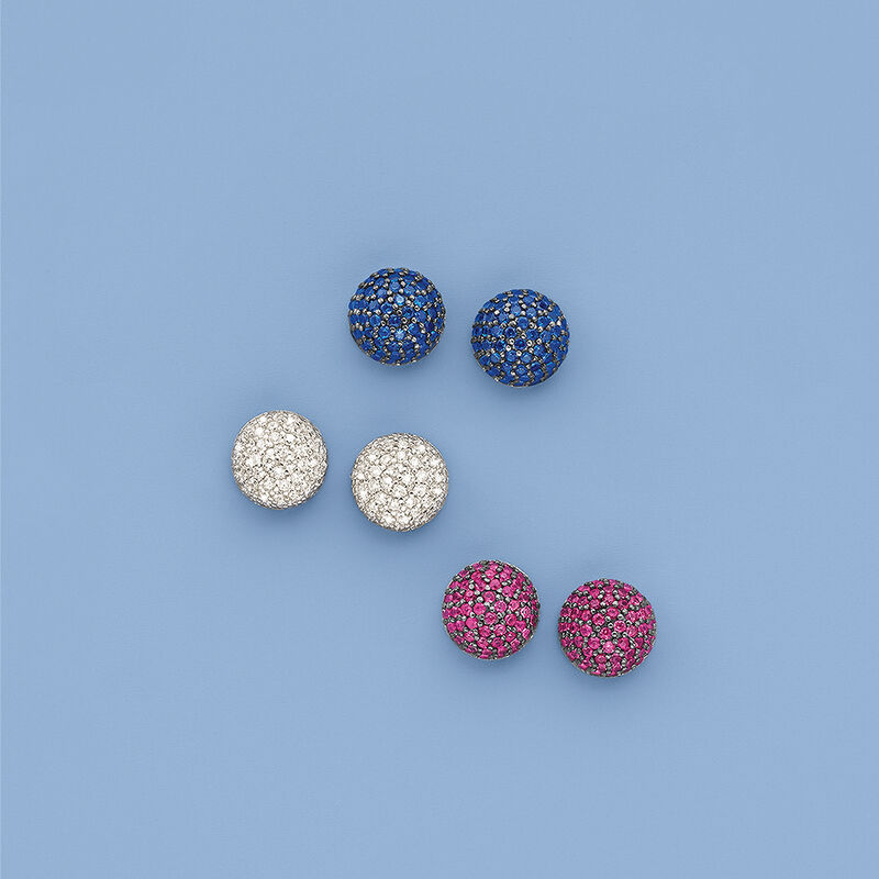 2.10 ct. t.w. CZ Jewelry Set: Three Pairs of Stud Earrings in Sterling Silver image number 3