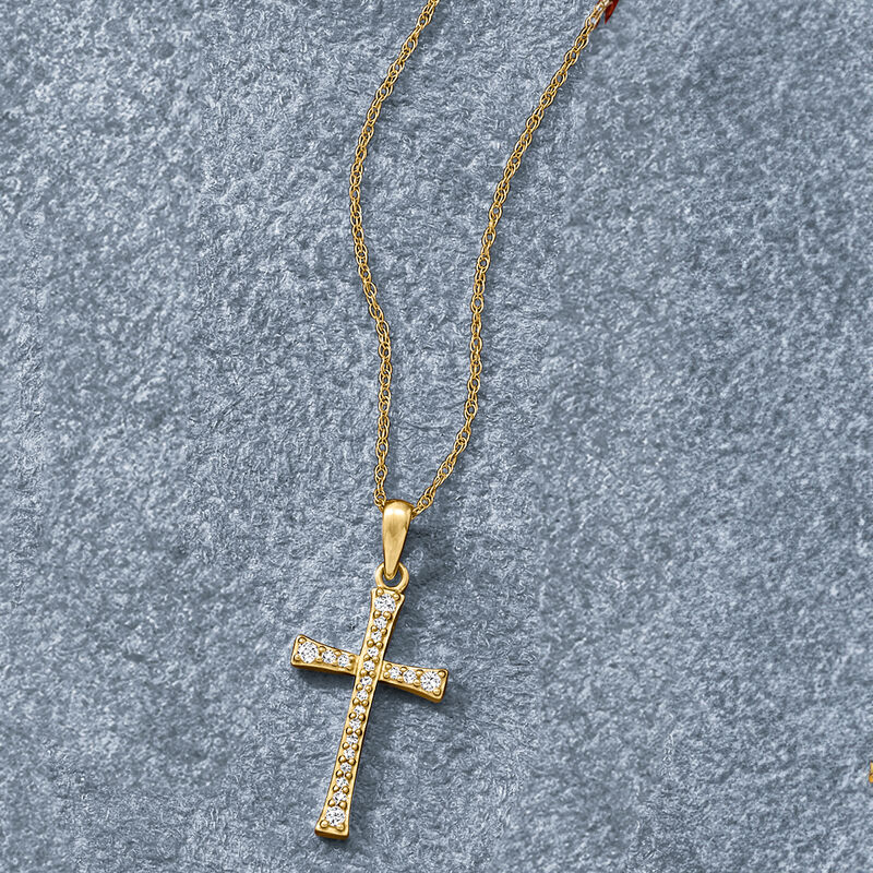 .10 ct. t.w. Diamond Cross Pendant Necklace in 14kt Yellow Gold image number 2