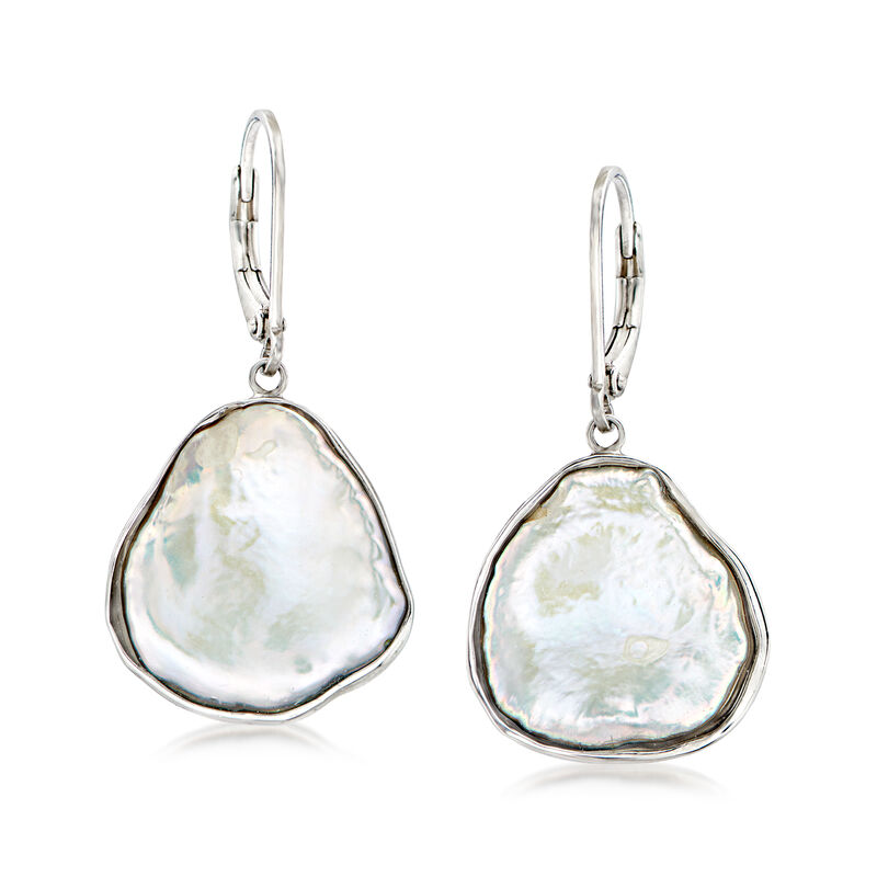 15-17mm Cultured Keshi Pearl Drop Earrings in Sterling Silver image number 0