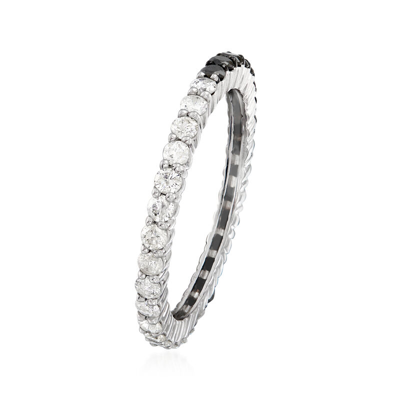 1.00 ct. t.w. Black and White Diamond Eternity Band in Sterling Silver image number 2
