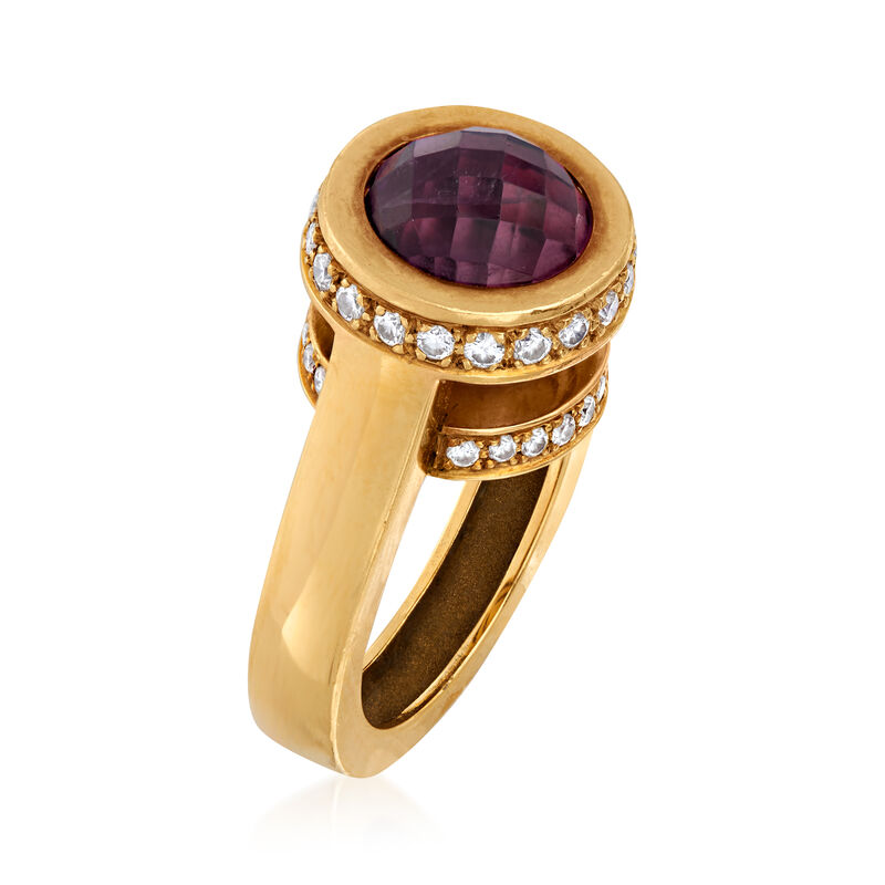 C. 1990 Vintage 5.00 Carat Amethyst and .75 ct. t.w. Diamond Ring in 18kt Yellow Gold image number 2