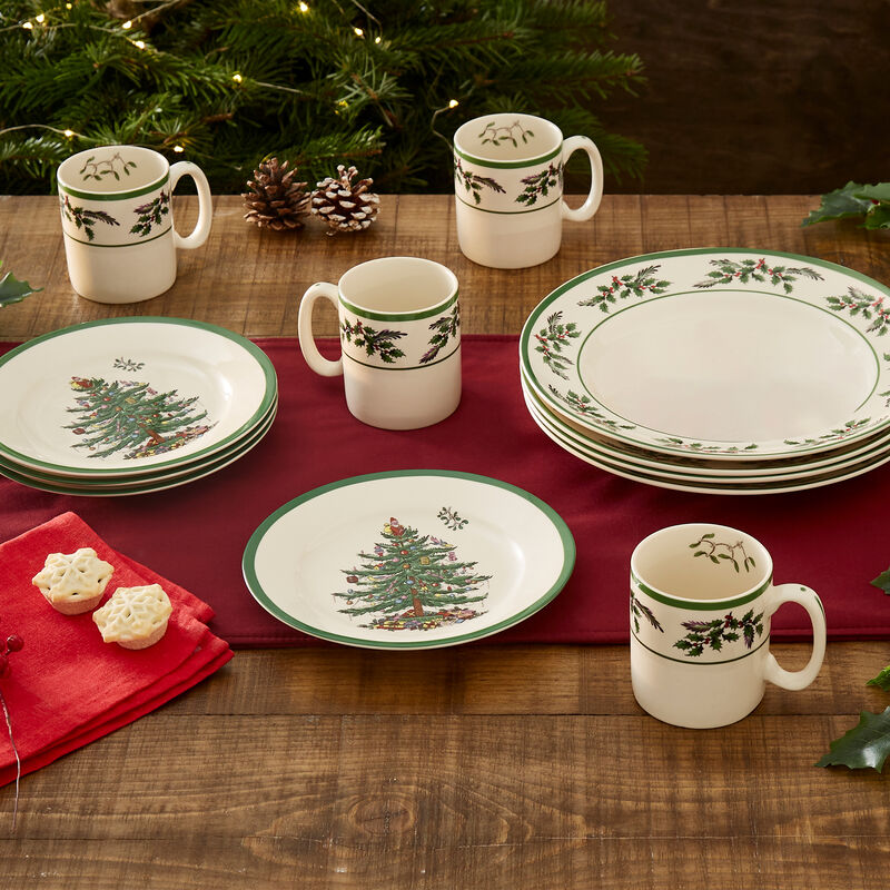 Spode "Christmas Tree Holly" 12-pc. Service for 4 Earthenware Dinnerware Set image number 4