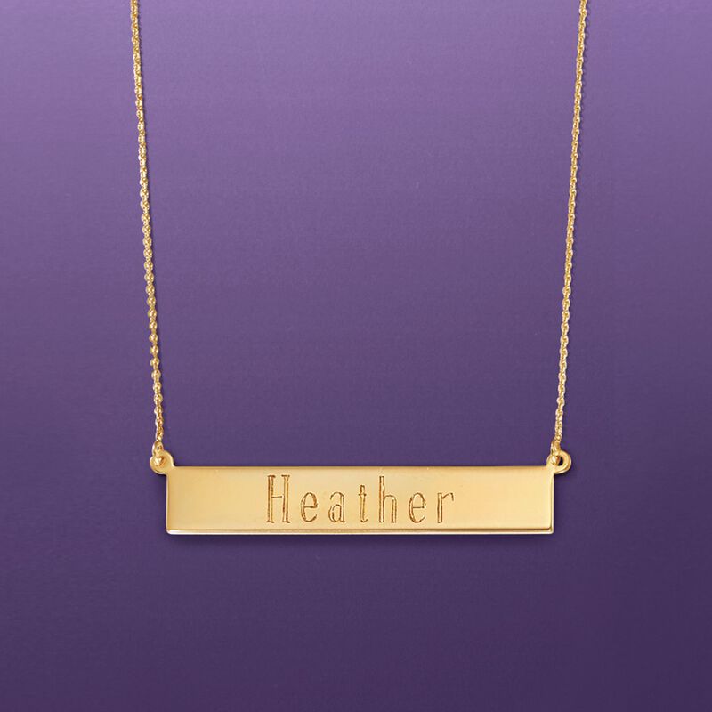 Italian 14kt Yellow Gold Personalized Bar Necklace image number 4