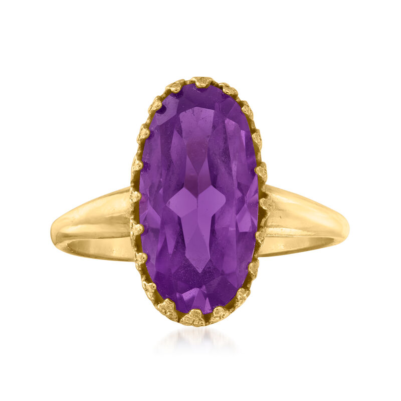 C. 1950 Vintage 4.25 Carat Purple Synthetic Sapphire Ring in 10kt Yellow Gold image number 0